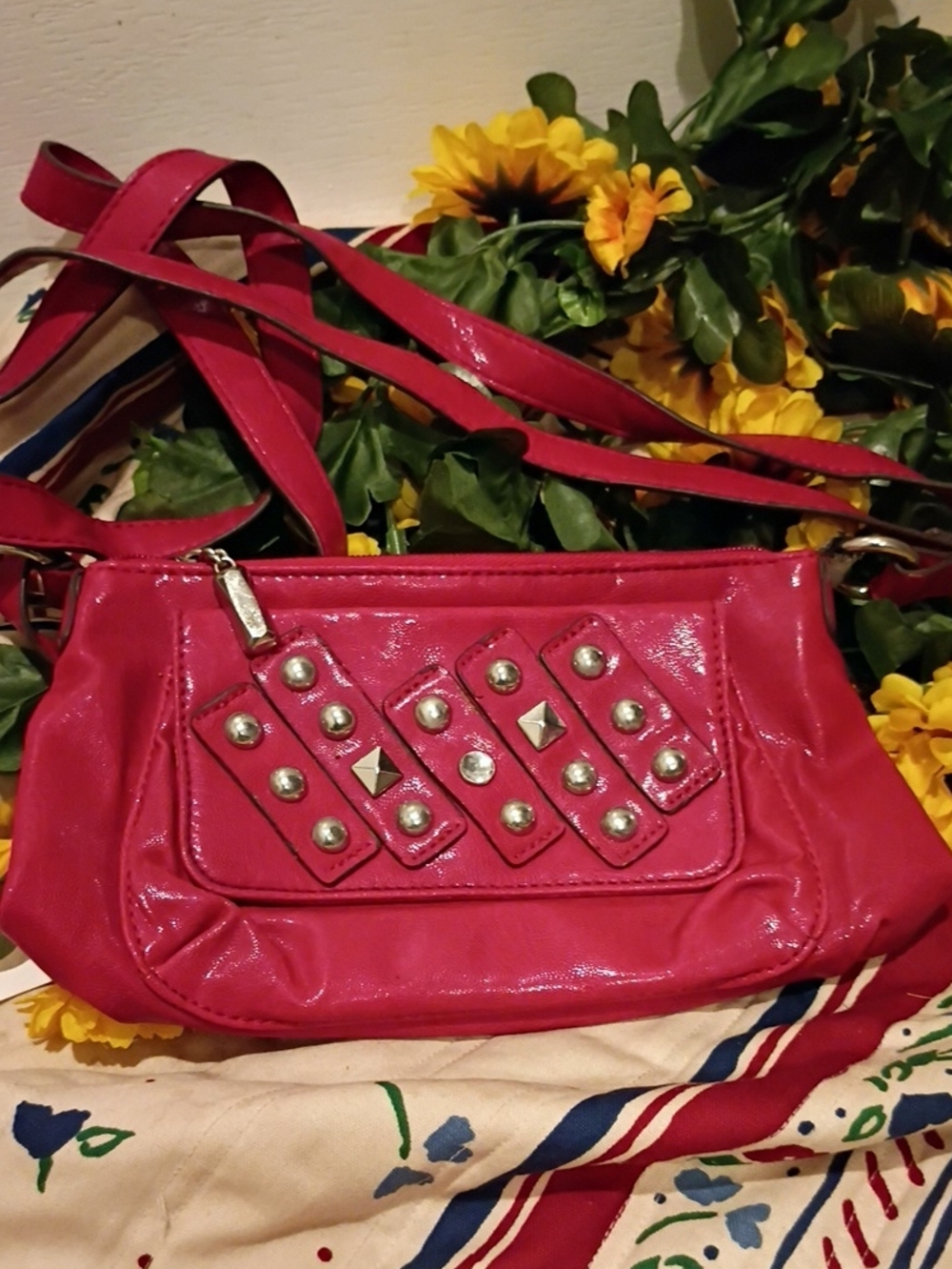 Red Studded Women’s Crossbody Bag